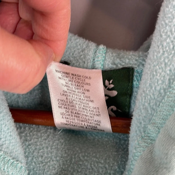 VINTAGE Roots Mint Green Zip Hoodie Chest Graphic Logo Pockets Canada Size L - Picture 8 of 11